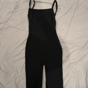 Black Ribbed Jumpsuit